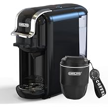 CAFELFFE MK-603 Mini Multi Pod Coffee Maker with 260ml Portable Coffee Cup, 4 in 1 Hot/Cold Single Serve Espresso Machine, Compatible with K Cup, Nes Original,DG Capsules/Ground, Fast Brew, Black