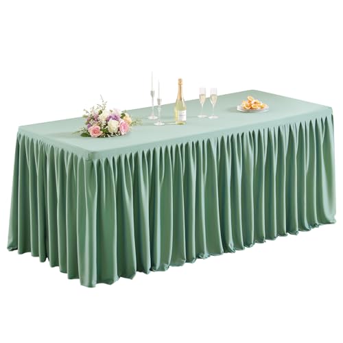Shillance Sage Green Table Clothes for 4 Foot Rectangle Tables, 48 x 24 Inch White Table Cloth Rectangle 4ft Wrinkle Resistant Washable Table Cover for Party, Wedding Dining Banquet Buffet Table