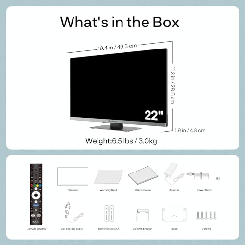 Image of SYLVOX 22'' Smart RV TV, 12V /24V Google TV with Built-in DVD Player, 1080P Full HD RV Television, Anti-Vibration Design, Wide Voltage Protection (9-32V), Ultra-Narrow bezels(Limo Series 2026)