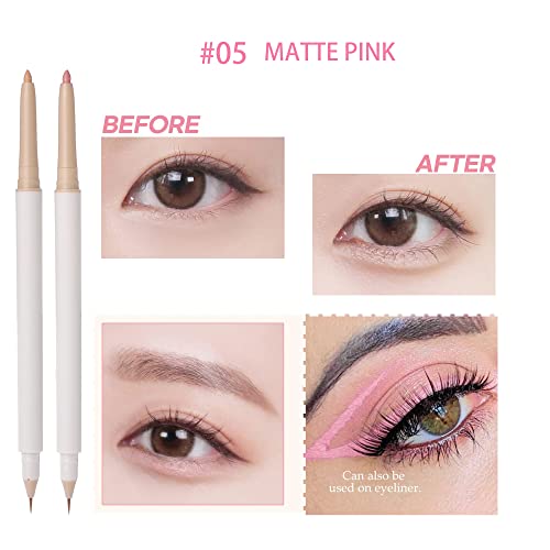 3Pc Double Ended Highlighter Makeup Pen, Glitter & Matte Nude Eyeliner & Eyeshadow, Liquid Contour Liner 2 In 1 Eye Brightener Make Up Stick, Mulit-Funtional Long Lasting Lying Silkworm Pencil ( #01, #04, #05) #TOP6