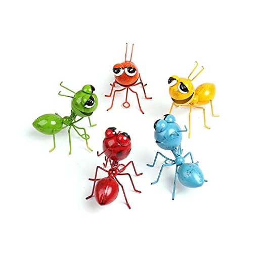 PROW® Jardinería Metal Artesanía Hormigas Jardín Decoración 3D Metal Hormiga Jardín Decoración Pared de Pared Interior Exterior Inicio Colorido Insectos Esculturas Decoración