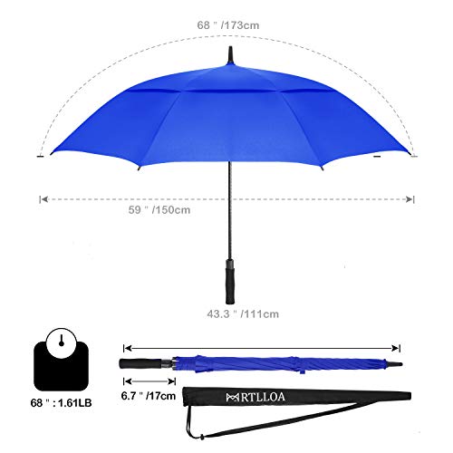 Image of MRTLLOA Automatic Open Golf Umbrella, 62 /68 Inch Extra-Large Oversized Double Canopy Vented Windproof Waterproof Stick Rain Golf Umbrellas for Men and Women
