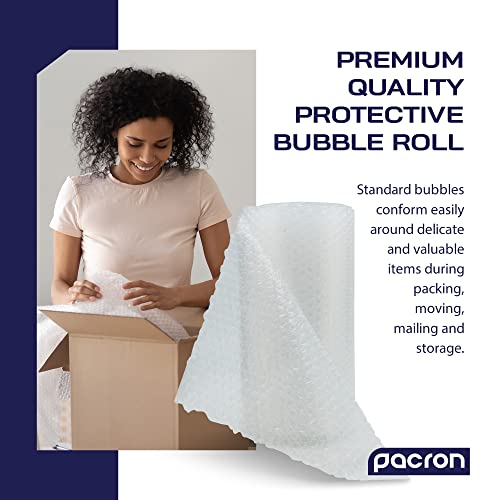 Pacron 2Pk Of 35Ft Packing Protective Bubble Roll For Moving, 84 Sheets Of Cushion Wrap Per Roll, Small Size Bubbles, Plastic Bubble Cushioning For Shipping Packaging, Each Perforated Protective Bubble Roll Sheet Is 12X10In Made In Usa (70 Ft - 84 Sheets) #TOP4