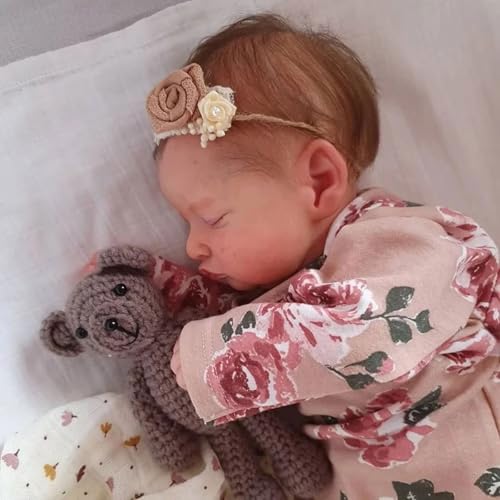 QIYANER Bebe Reborn Menina,Recém-Nascido Dormir Menina Boneca - Pele 3d Com Veias Visíveis Boneca Ad