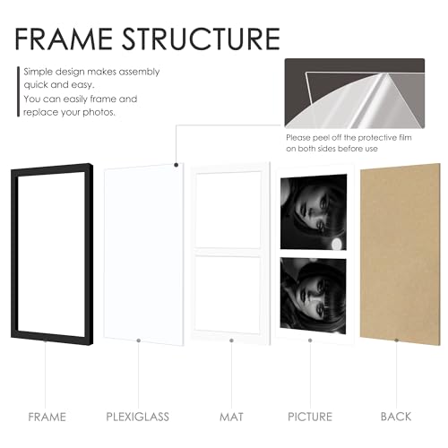 Image of DUENPY 12.5x18.7 Picture Frame 2-Opening 8.5x11 Collage Picture Frame Displays Two 8.5x11 inch Photos Collage Wall Decor Wall Hanging or Tabletop Black