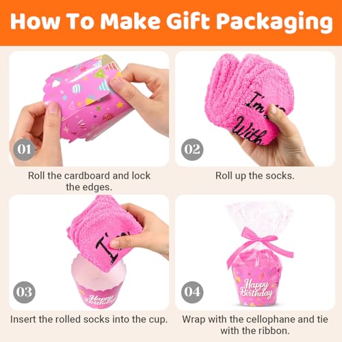 HAPPYPOP 60th Birthday Gifts Ideas for Women - Ideal Gifts for 60 Year Old Mom Dad, Pink Socks for 60 Year Old Woman4