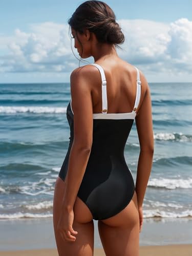 Women Sexy Tummy Control One Piece Swimsuit V Neck Retro Bathing Suit Swimsuits for Women Tummy Control Swimsuit2