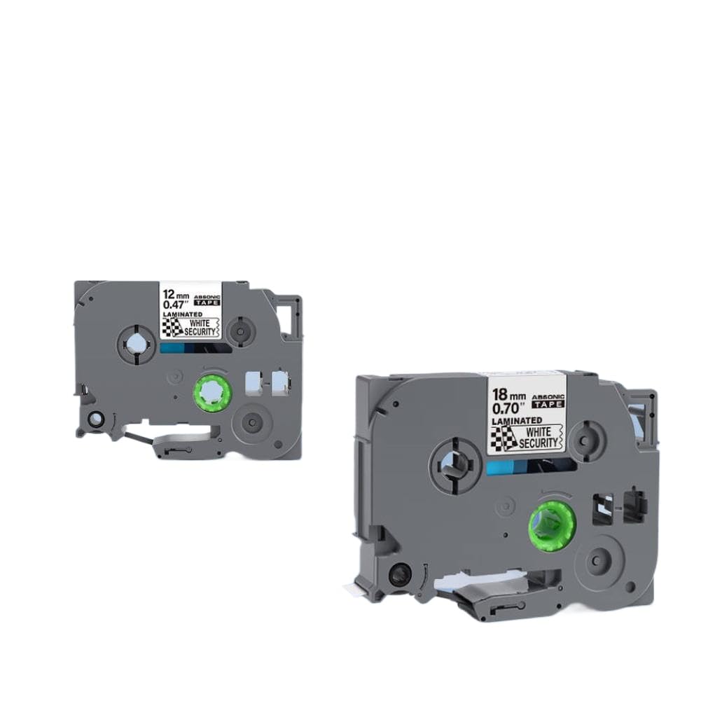 Nastro per cassetta per etichette SE4 da 5 pezzi da 18 mm nero su bianco compatibile con l'etichettatrice per nastri di sicurezza SE4