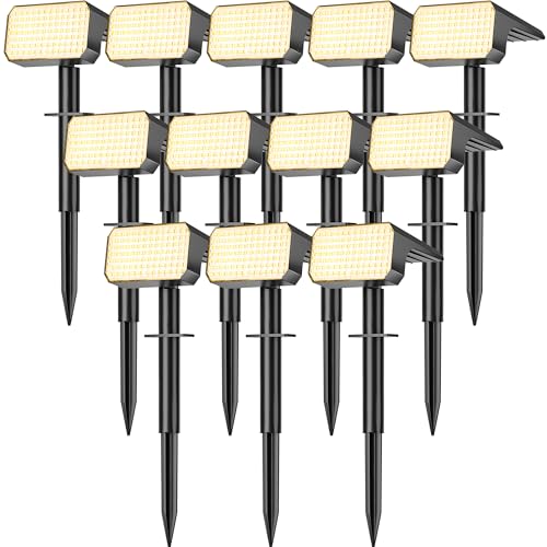 LANSOW 12 Pack Solar Spot Lights Outdoor IP67, 90 LED