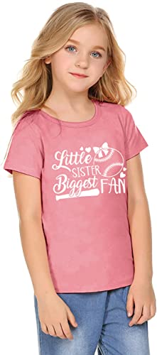 Image of FRYAID Toddler Baseball Sister Shirt Baby Girl Baseball Outfit Big Sister Shirt Birthday Girl T-Shirt Summer Cotton Tee Top