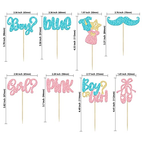 Gyufise 24Pcs Boy Or Girl Cupcake Toppers Glitter Mustache Eyelash Gender Reveal Cupcake Picks Pink Or Blue Cake Decorations For Baby Shower Gender Reveal Birthday Party Supplies #TOP1