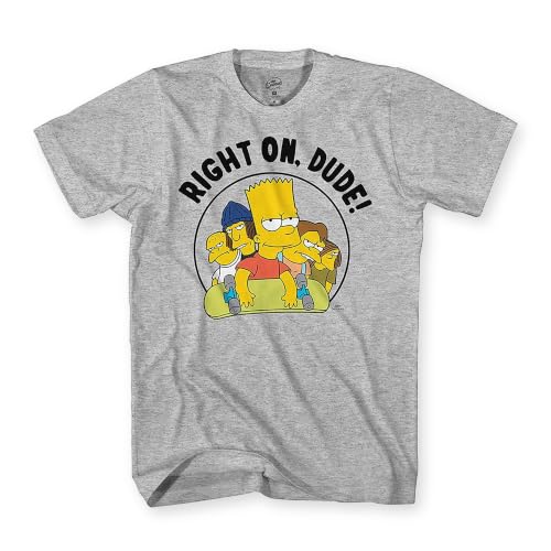 Image of The Simpsons Boys Bart Simpson Skating Shirt - Krusty The Klown, Bart and Homer Simpson Tee Graphic T-Shirt - grey - XL