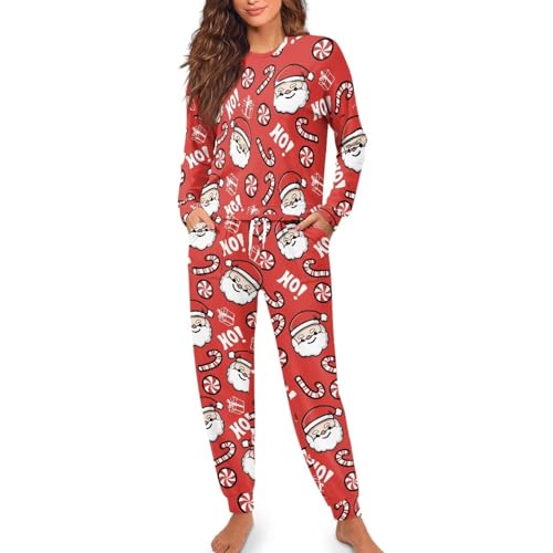 Image of Women's Pajamas Set Soft 2 Piece Loungewear Long Sleeve Pj Set Matching Sleepwear with Pockets for Women Plus Size