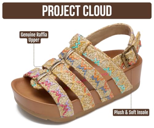 Image of Project Cloud Kids Sandals for Girls - Girls Sandals with Adjustable Buckle Closure, Comfortable Plush & Soft Insole w /Wedge Design Non-Slip Outsole