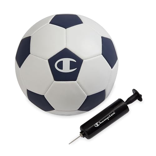 Champion Prodigy Soccer Ball with Pump (Size 4 White/Medieval Blue)