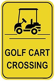 Golf Cart Crossing with Image Vertical Sign Metal Sign 12x16 Inch Notice Danger Warning Caution for Outdoor & Indoor