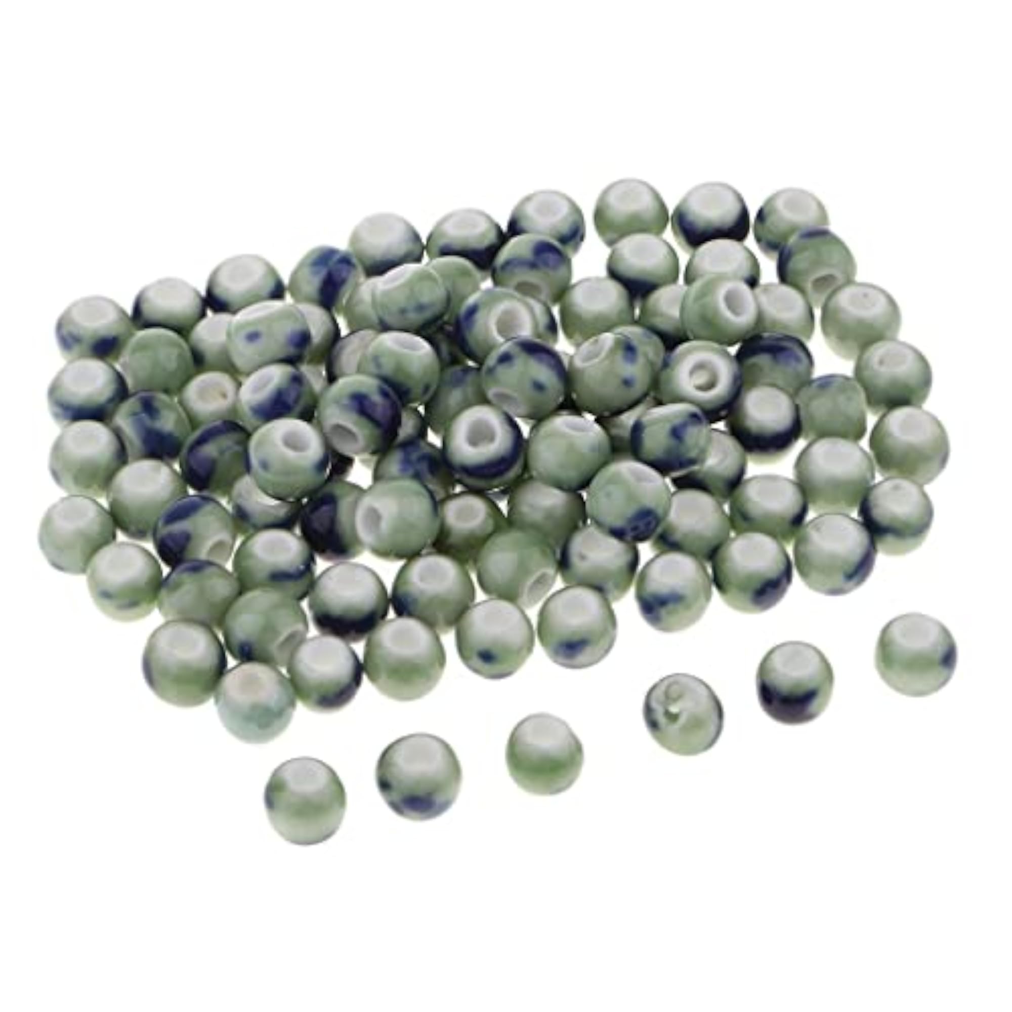100x 8mm Loose Ceramic Beads Charms for Jewelry Making