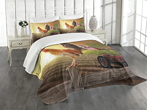 Colcha de pájaros rústica Lunarable para decorar dormitorios de campo en tonos cálidos 2