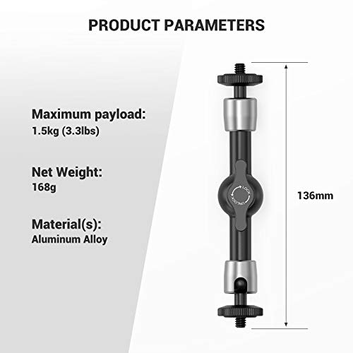 Smallrig 5.5 Inches Adjustable Friction Articulating Magic Arm, With Both 1/4" Screw For Lcd Monitor/Led Lights - 2065 #TOP6