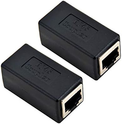 RJ45 Coupler Ethernet Connectors Interface Cat 7 Cat6 Cat5 Cat5e RJ45 8P8C Network Keystone Jack In-Line Coupler Ideal for Extending the Ethernet Cables Female to Female (Black 2PACK)