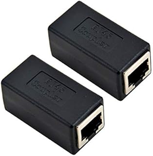 RJ45 Coupler Ethernet Connectors Interface Cat 7 Cat6 Cat5 Cat5e RJ45 8P8C Network Keystone Jack In-Line Coupler Ideal for Extending the Ethernet Cables Female to Female (Black 2PACK)
