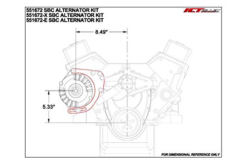 Ict Billet Sbc Lwp Alternator Bracket Double Hump Heads Adjustable Billet Kit Small Chevy 305 327 350 5.0L 5.7L V8 Eight Cylinder Long Water Pump Carburetor V Belt Compatible With Chevrolet 551672X #TOP2