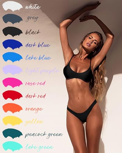 Ensemble de Bikini Femme Maillot de Bain Sexy Triangle inférieur supérieure rembourrée Couleur Unie Maillot de Bain pour Filles - Grey, Size: Large – vue 9