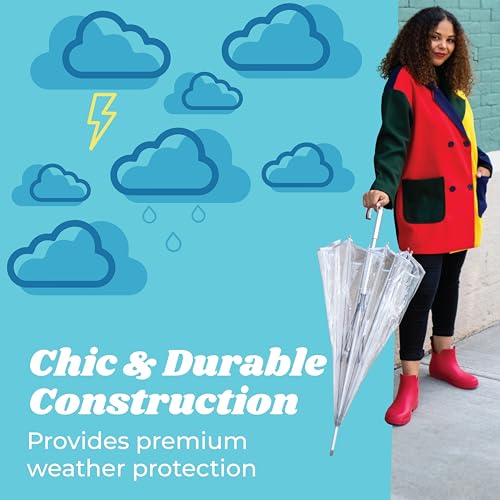 Totes Clear Bubble Umbrella With Dome Canopy - Lightweight Design for Wind and Rain Protection - Birds on a Wire Pattern - 51" Canopy for Adults by totes - Image 4