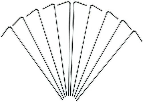AMOS 10 x Heavy Duty Steel Tent Pegs Camping Awning Gazebo Garden Pond Netting Goal Nets Metal Outdoor Ground Stakes Hooks 17cm