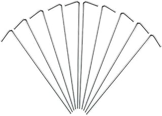 AMOS 10 x Heavy Duty Steel Tent Pegs Camping Awning Gazebo Garden Pond Netting Goal Nets Metal Outdoor Ground Stakes Hooks 17cm