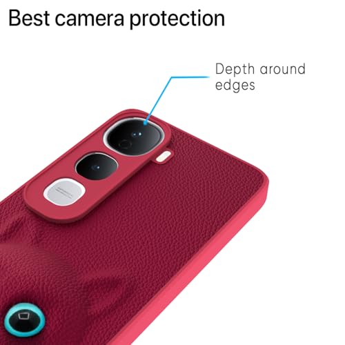 Image of Amazon Basics Back Cover for Vivo Y400 5G | Premium Look | Cute Soft Leather TPU Bumper Case for Girls (Pink)