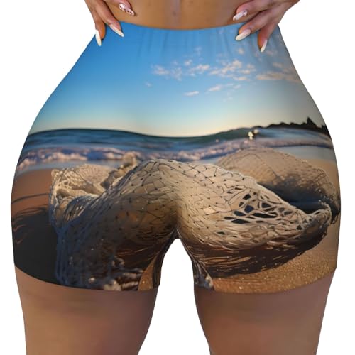 Fishing net Pattern Sports Shorts, high Elastic Slim Fitness Pants, Suitable for Yoga/Leisure/Daily wear