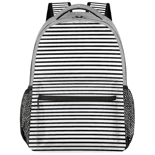 Image of fifbird Unisex Backpack Black White Stripes School Bookbag Large Lightweight Laptop Bags for Men Women Students Daypack Rucksack Schoolbag Backpacks