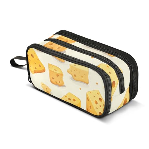 Image of Bolaz Cheese Pencil Case Large Capacity Pen Bag with Compartment Students Stationery Organizer Pencil Pouch Marker Case for School Office Work