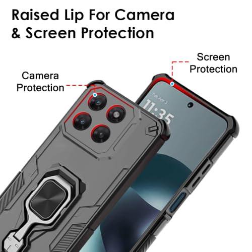 Image of TheGiftKart Tough Armor Bumper Back Case Cover for Motorola Moto G Max 5G | Ring Holder & Kickstand in-Built | 360 Degree Protection Back Case Cover for Motorola G Max 5G (PC & TPU, Black)