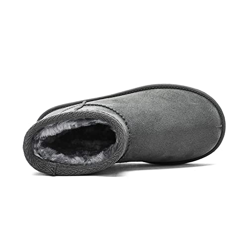 Dksuko Kid 'S Classic Waterproof Snow Boots Toddler Winter Boots(Grey Short Big Kid 1.5) #TOP2
