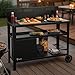 BBQ-Toro Grillwagen 125 x 57 x 104 cm | Schwarz | Grilltisch mit großer Arbeitsfläche, Grill Beistelltisch mit Windschutz, Outdoor Grill Trolley, Grilltisch Outdoor, Servierwagen mit Ablagefläche