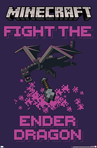 Trends International Minecraft-Fight The Ender Dragon Wall Poster, 22.375 in x 34 in, Premium Unframed Version