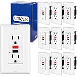 (10 Pack) UNIELE Non-Tamper Resistant GFCI Receptacle Outlet, 15 Amp Ground Fault Circuit Interrupte