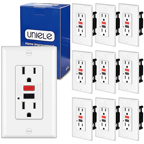 (10 Pack) Uniele Non-Tamper Resistant Gfci Receptacle Outlet, 15 Amp Ground Fault Circuit Interrupter, Gfi Outlets With Led Indicator #TOP8