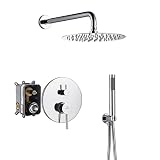 CASAINC Shower Valve and Trim Kit, 10 Inch Round 2 Functions Rain Shower Head with Handheld Spray Wa