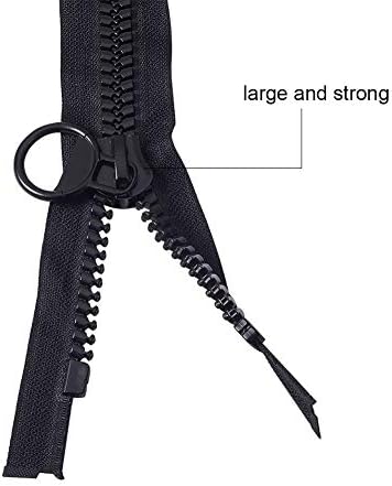 WANDIC 20#Separating Jacket Zippers,1PC 150CM Double Open Super Large Plastic Zipper Black Teeth Heavy Duty Zippers for DIY Sewing Tailor Crafts Bags Tents