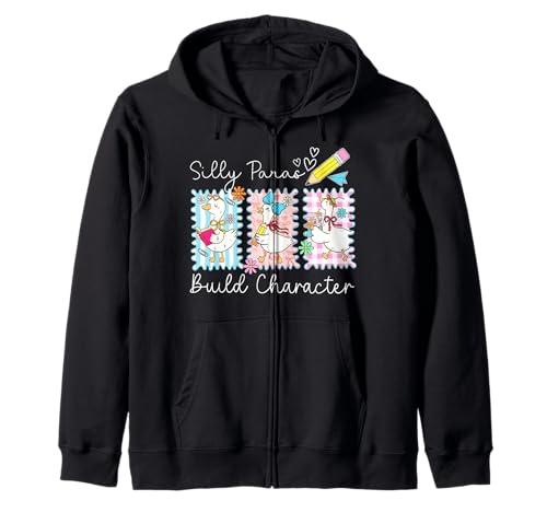 Coquette Back To School Silly Paras Build Character Zip Hoodie