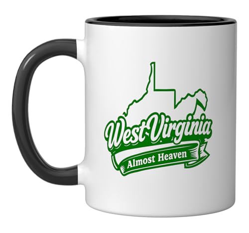 Almost Heaven West Virginia Ceramic Mug, Black/White