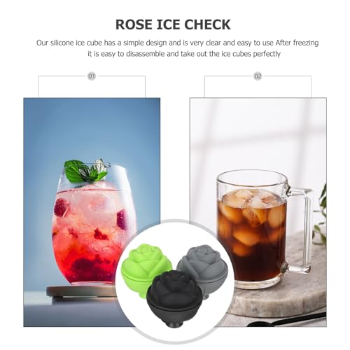 Molde de hielo forma flor rosa de silicona 3 piezas miniatura 4