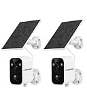 Defender AI 4K Solar Powered Everwatch Battery Wireless Security Camera, AI Detection, Color Night Vision, Spotlight/Siren, IP66 Rated, 3 Minute Setup, Includes 3W Solar Panel, Empower App (2-Pack)