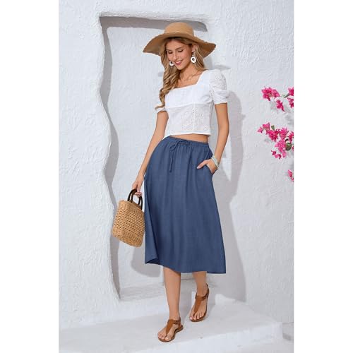 Image of Witsmile Women's Summer Pleated High Waisted Casual Flowy Skirt Pockets