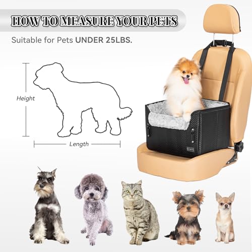 Petsfit DVCC041044LA Dog Car Seat, Waterproof Pu Leather Dog Carseat With Patent Safe Buckles, Clip-On Leash, Pet Travel Carrier Bed thumb #6
