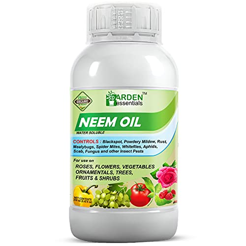 Neem Oil for Plants Insects Spray - Neem Oil for Plants - Organic Cold Pressed, Pure Neem Oil for Spray on Plants & Garden with Measuring Cup (water soluble) 1 Litre (250 ML)