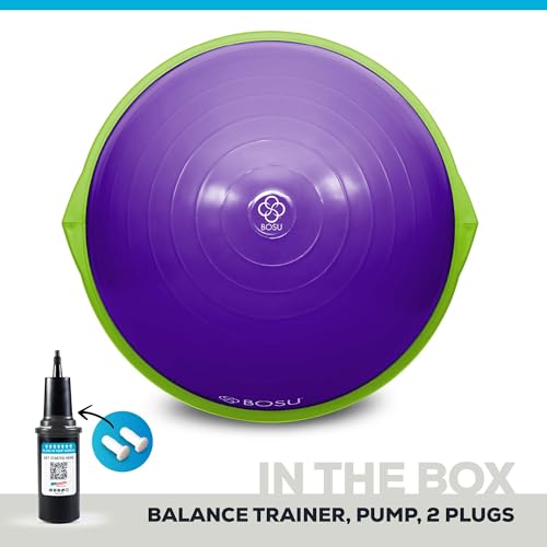 Image of Bosu Balance Ball Exercise Trainer, Home Gym Equipment w /Guided Workouts & Pump, 26 inch Inflatable Fitness Platform for Strength Training, Standing, Balancing, and Core Workout